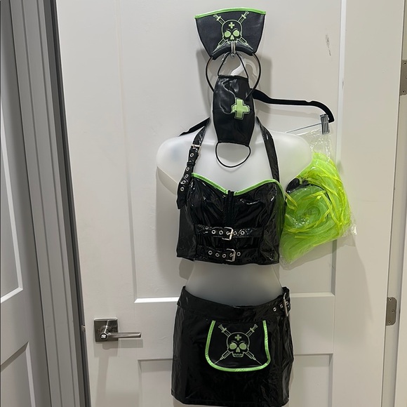 Dolls Kill Tops - Trickz n Treatz toxic cyber nurse MENACING MEDIC COSTUME SET